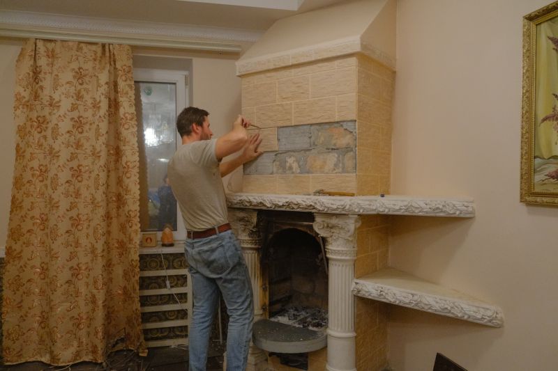 Fireplace tile installation